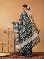Hiral Fashion Green Bollywood Mul Cotton Ikkat Digital Printed Saree