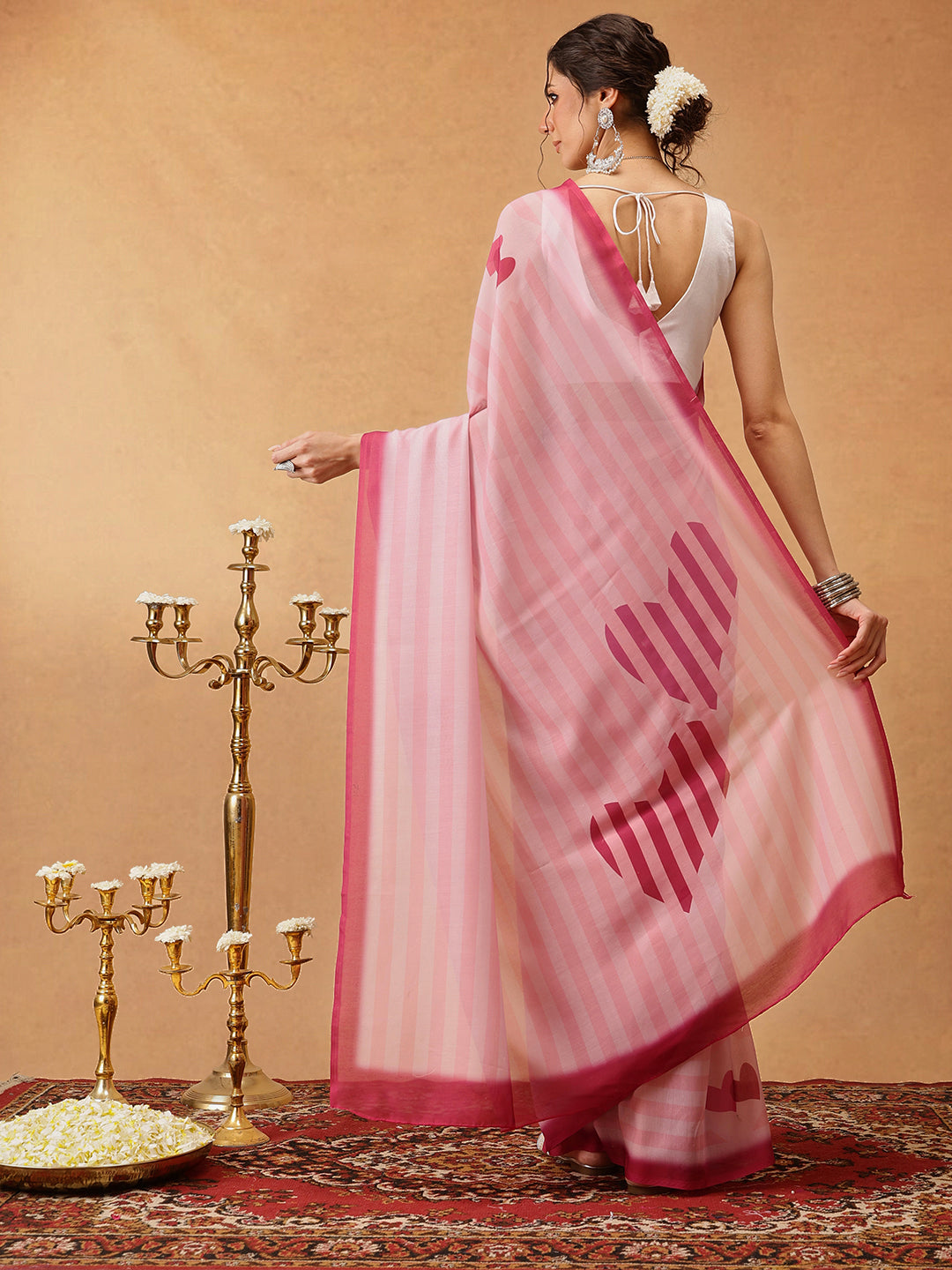 Hiral Fashion Pink Bollywood Mul Cotton Lahariya Digital Printed Saree