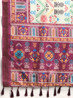 Green Silk Blend Digital Print Patola Saree with Unstitched Blouse - Hiral Fashion