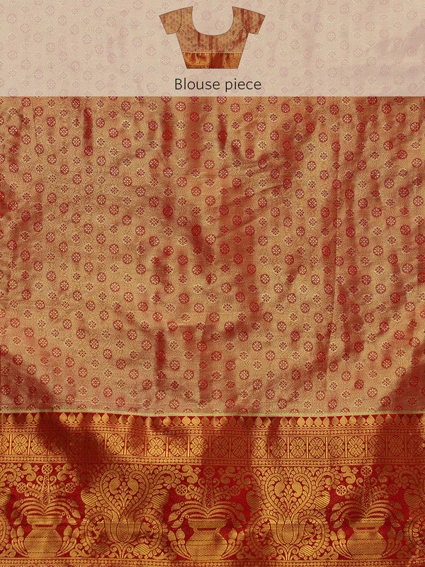 Green Pure Silk Woven Zari Design Floral Saree with Unstitched Blouse - Hiral Fashion