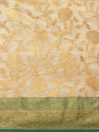 Green Tissue Silk Woven Zari Design Floral Saree with Unstitched Blouse - Hiral Fashion