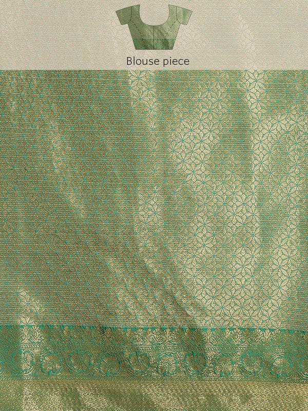 Green Tissue Silk Woven Zari Design Floral Saree with Unstitched Blouse - Hiral Fashion