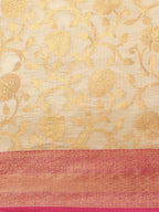 Pink Tissue Silk Woven Zari Design Floral Saree with Unstitched Blouse - Hiral Fashion