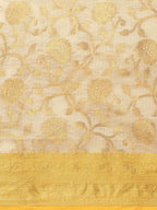 Yellow Tissue Silk Woven Zari Design Floral Saree with Unstitched Blouse - Hiral Fashion