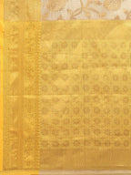 Yellow Tissue Silk Woven Zari Design Floral Saree with Unstitched Blouse - Hiral Fashion