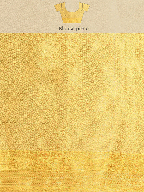 Yellow Tissue Silk Woven Zari Design Floral Saree with Unstitched Blouse - Hiral Fashion