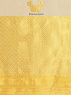 Yellow Tissue Silk Woven Zari Design Floral Saree with Unstitched Blouse - Hiral Fashion
