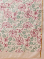 Hiral Fashion Off White Chanderi Cotton Blend Floral Digital Printed Saree