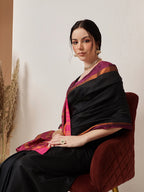 Hiral Fashion Black Banarasi Art Silk Solid Saree