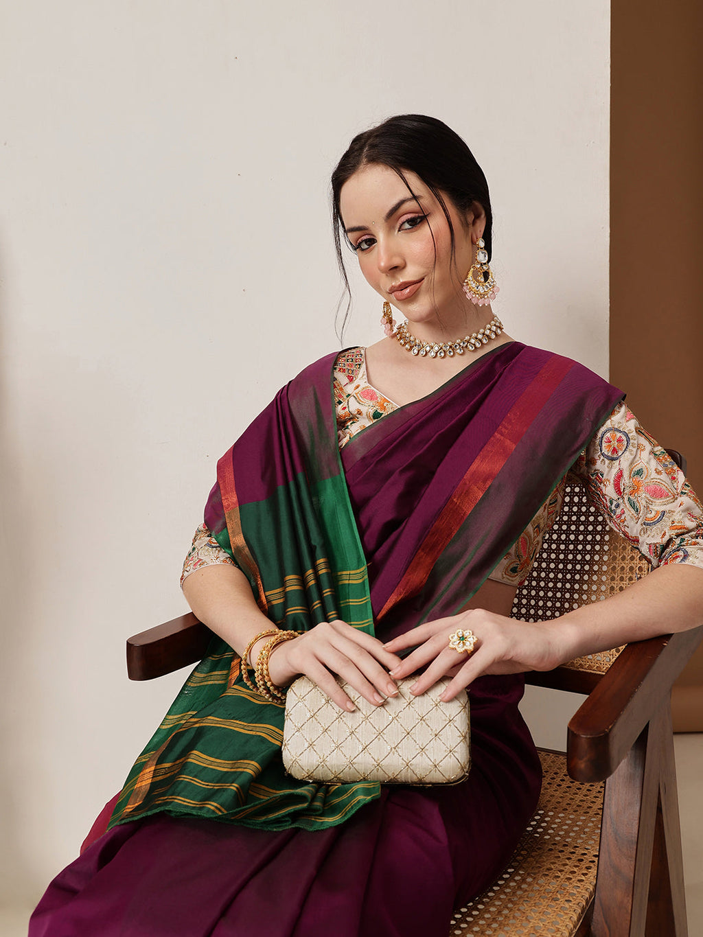 Hiral Fashion Purple Banarasi Art Silk Solid Saree