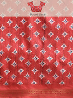 White Silk Blend Digital Print Patola Saree with Unstitched Blouse - Hiral Fashion
