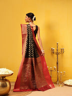 Hiral Fashion Black Banarasi Silk Woven Design Saree
