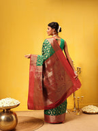 Hiral Fashion Green Banarasi Silk Woven Design Saree