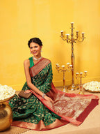 Hiral Fashion Green Banarasi Silk Woven Design Saree