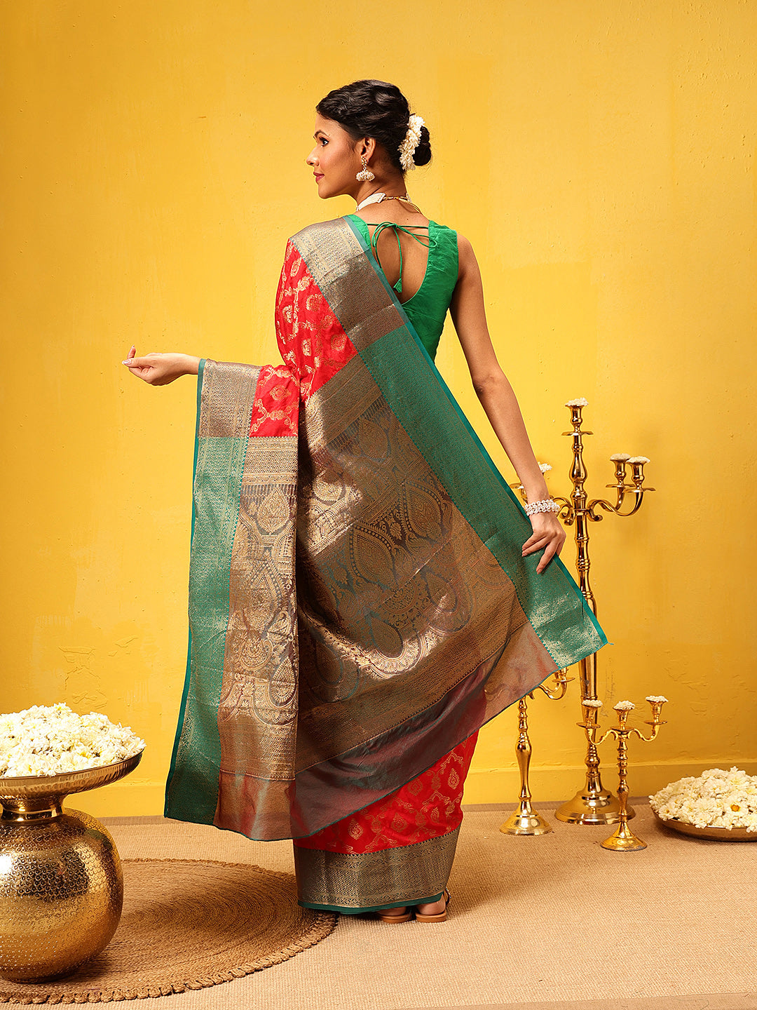 Hiral Fashion Red Banarasi Silk Woven Design Saree