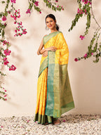 Hiral Fashion Yellow Banarasi Silk Woven Design Saree