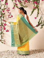 Hiral Fashion Yellow Banarasi Silk Woven Design Saree