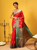 Hiral Fashion Red Banarasi Silk Woven Design Saree