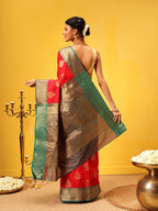 Hiral Fashion Red Banarasi Silk Woven Design Saree