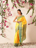 Hiral Fashion Yellow Banarasi Silk Woven Design Saree