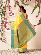 Hiral Fashion Yellow Banarasi Silk Woven Design Saree
