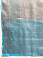 Blue Tissue Silk Woven Zari Design Floral Saree with Unstitched Blouse - Hiral Fashion