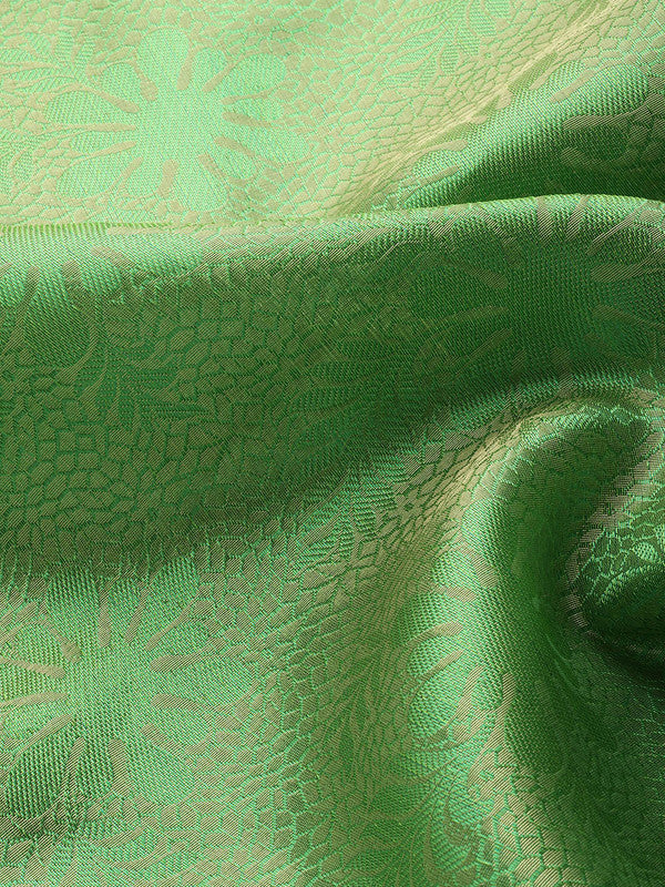 Green Tissue Silk Woven Zari Design Floral Saree with Unstitched Blouse - Hiral Fashion