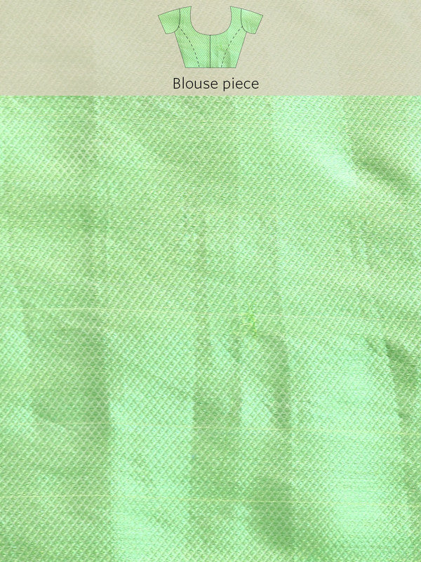 Green Tissue Silk Woven Zari Design Floral Saree with Unstitched Blouse - Hiral Fashion