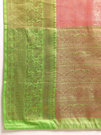 Pink Tissue Silk Woven Zari Design Floral Saree with Unstitched Blouse - Hiral Fashion