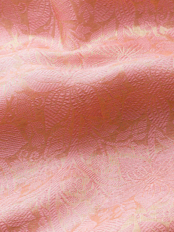 Pink Tissue Silk Woven Zari Design Floral Saree with Unstitched Blouse - Hiral Fashion