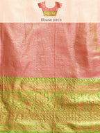 Pink Tissue Silk Woven Zari Design Floral Saree with Unstitched Blouse - Hiral Fashion