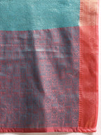 Turquoise Tissue Silk Woven Zari Design Floral Saree with Unstitched Blouse - Hiral Fashion