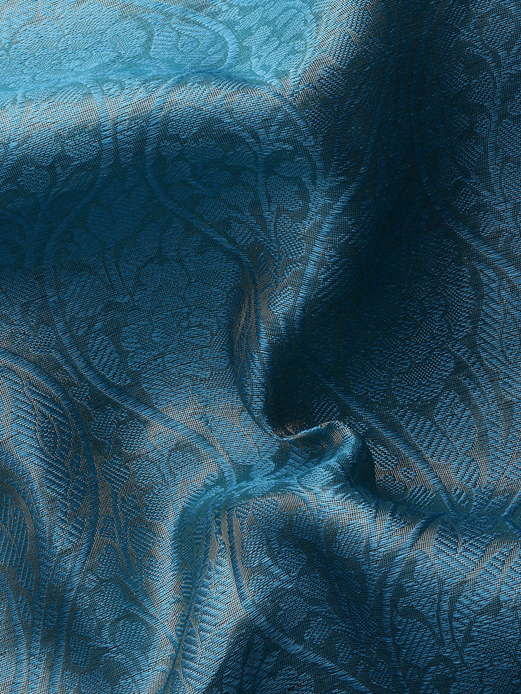 Turquoise Tissue Silk Woven Zari Design Floral Saree with Unstitched Blouse - Hiral Fashion