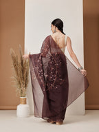 Hiral Fashion Brown Chanderi Cotton Blend Floral Digital Printed Saree