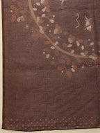 Hiral Fashion Brown Chanderi Cotton Blend Floral Digital Printed Saree