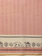 Hiral Fashion Maroon Chanderi Cotton Blend Stripes Digital Printed Saree