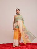 Hiral Fashion Yellow Chanderi Cotton Blend Fruits Digital Printed Saree