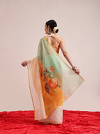 Hiral Fashion Yellow Chanderi Cotton Blend Fruits Digital Printed Saree