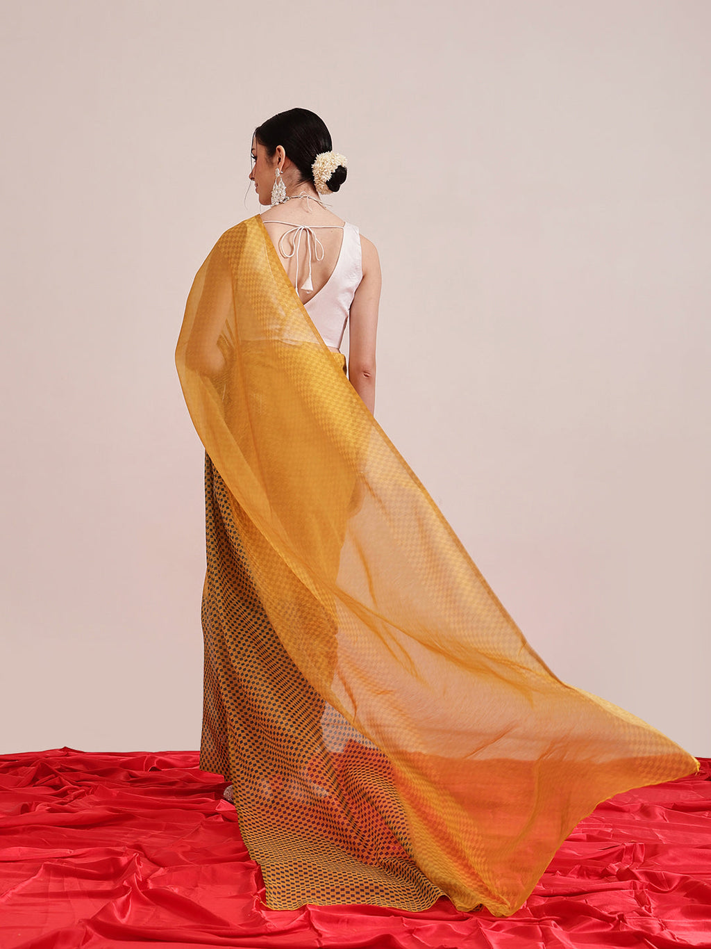 Hiral Fashion Yellow Chanderi Cotton Blend Abstract Digital Printed Saree