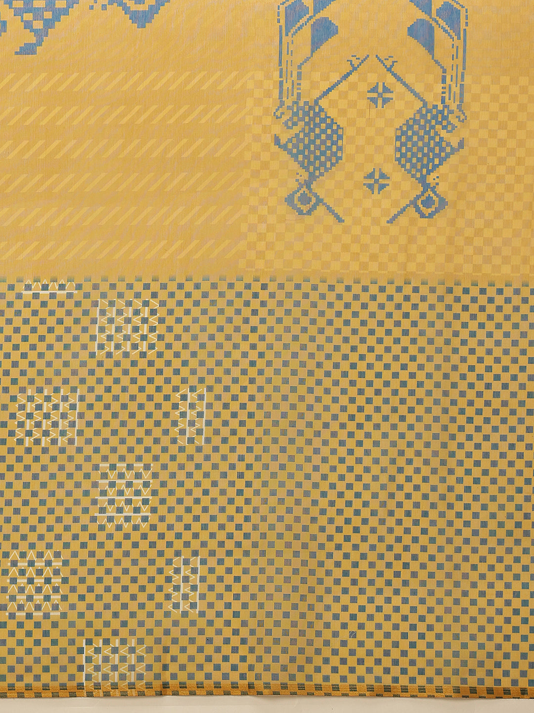 Hiral Fashion Yellow Chanderi Cotton Blend Abstract Digital Printed Saree