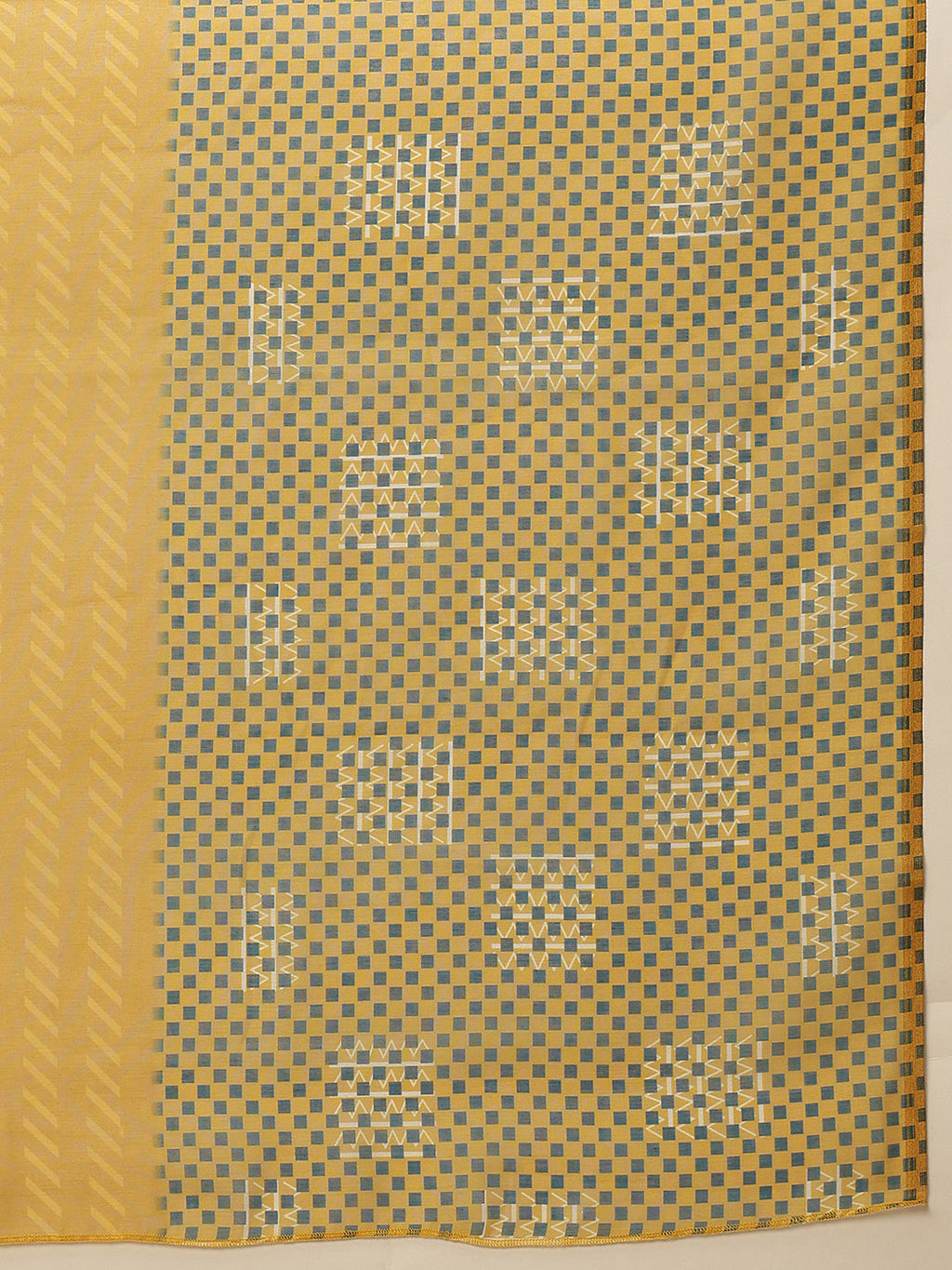 Hiral Fashion Yellow Chanderi Cotton Blend Abstract Digital Printed Saree