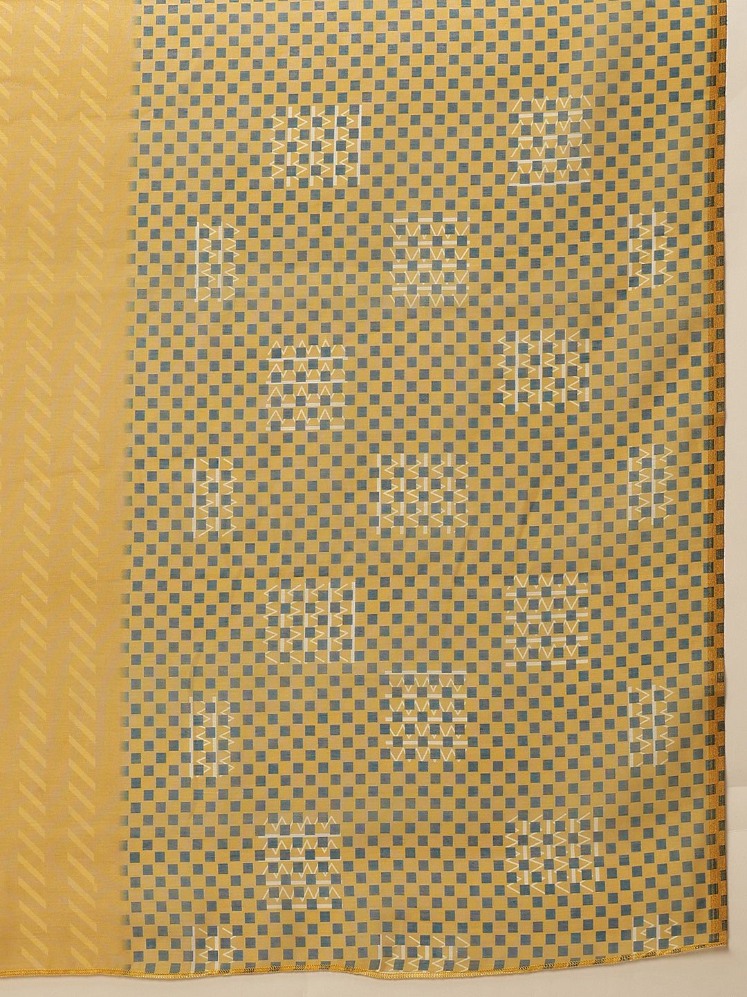 Hiral Fashion Yellow Chanderi Cotton Blend Abstract Digital Printed Saree