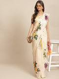 Hiral Fashion Cream Bollywood Chiffon Floral Digital Printed Saree