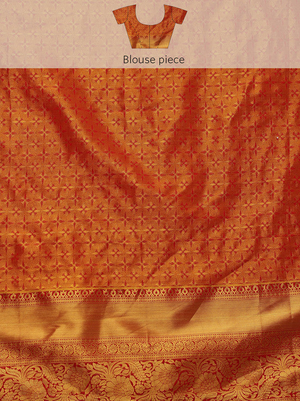 Green Pure Silk Woven Zari Design Geomatric Saree with Unstitched Blouse - Hiral Fashion