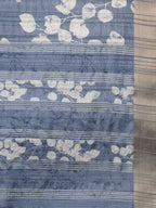 Blue Silk Blend Digital Print Floral Saree with Unstitched Blouse - Hiral Fashion