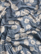 Blue Silk Blend Digital Print Floral Saree with Unstitched Blouse - Hiral Fashion
