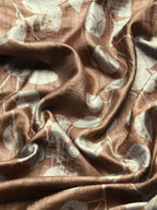 Brown Silk Blend Digital Print Floral Saree with Unstitched Blouse - Hiral Fashion