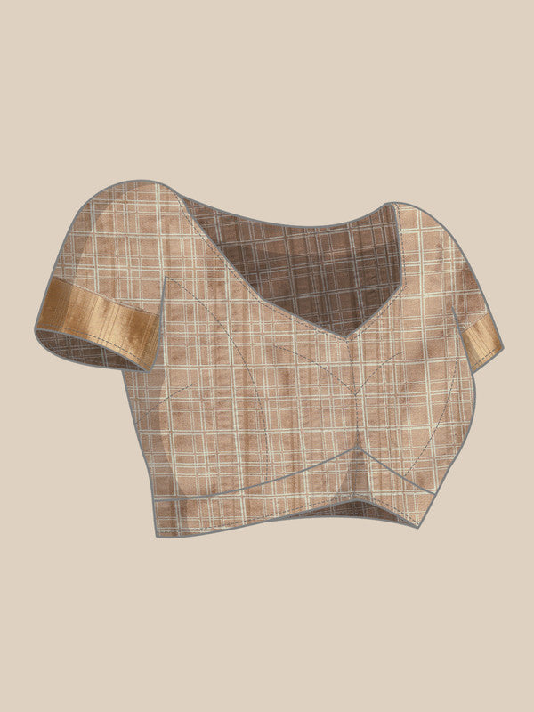 Brown Silk Blend Digital Print Floral Saree with Unstitched Blouse - Hiral Fashion