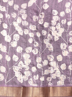 Lavender Silk Blend Digital Print Floral Saree with Unstitched Blouse - Hiral Fashion