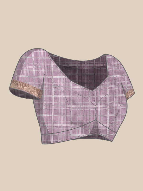 Lavender Silk Blend Digital Print Floral Saree with Unstitched Blouse - Hiral Fashion